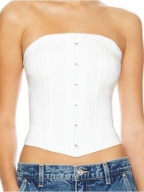superdown White Strapless Button-Front Corset Camisole